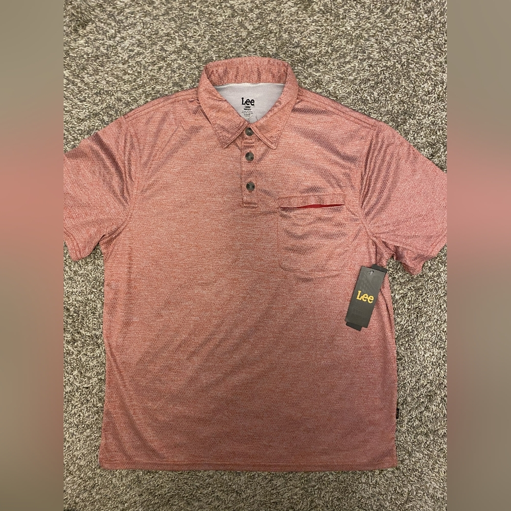 NWT 45$ Lee Men’s Bulls Red Plaited Stretch Short Sleeve T-Shirt Size L